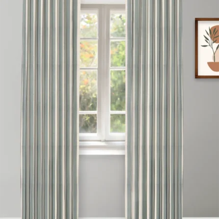 Curtains | Vintage Linen Stripes- Sea Foam - Curtain | Curtain Avenue