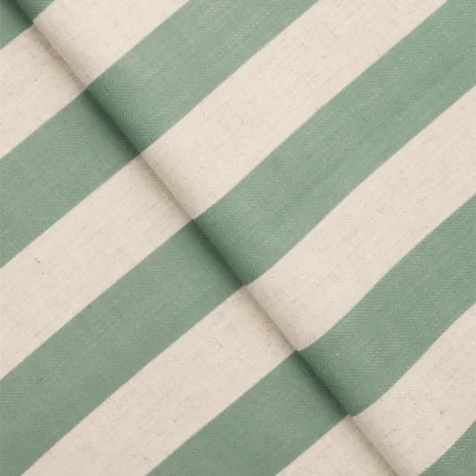 Swatches | Vintage Linen Stripes- Sea Foam- Folded | Curtain Avenue