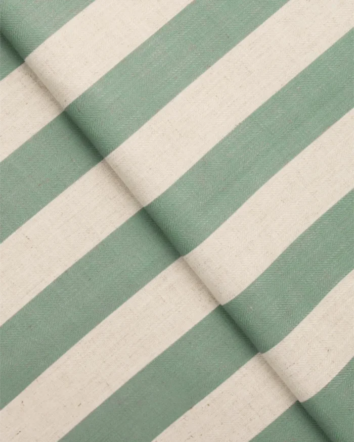 Vintage Linen Stripes - Sea Foam Ripple Fold Drapes - Image 2