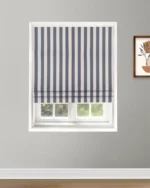 Vintage Linen Stripes - Storm Roman Shades