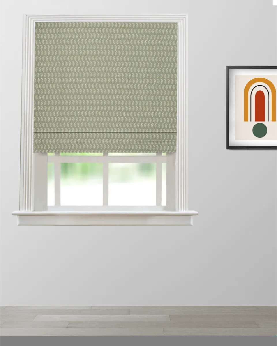 Vintage Paisley - Soft Green - Roman Shade `