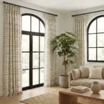 Bohemian-Knitted-Pattern-Beige-Blue-Curtains | Curtain Avenue