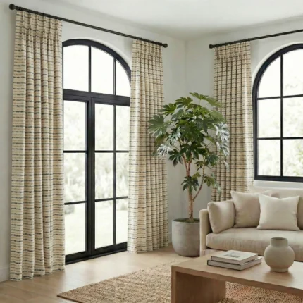 Bohemian-Knitted-Pattern-Beige-Gray-Curtains | Curtain Avenue