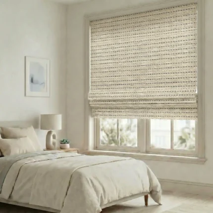 Bohemian-Knitted-Pattern-Beige-Gray-Roman-Shade | Curtain Avenue