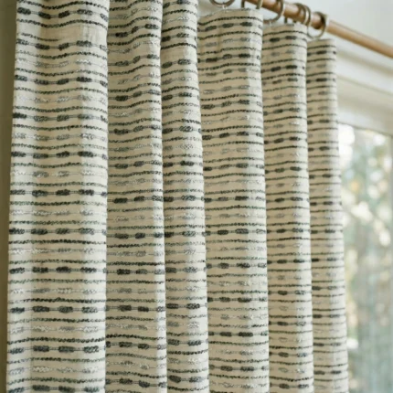 Bohemian-Knitted-Pattern-Green-Gray-Close-up-Curtains | Curtain Avenue