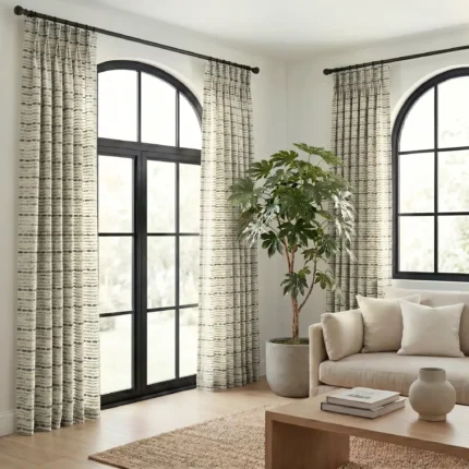 Bohemian-Knitted-Pattern-Green-Gray-Curtains | Curtain Avenue