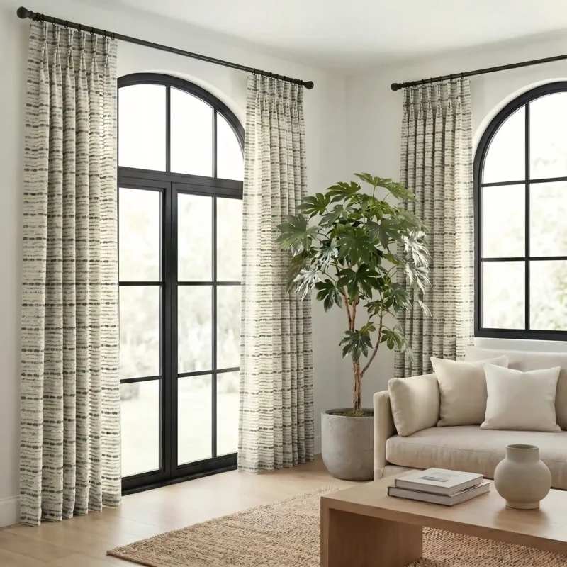 Bohemian-Knitted-Pattern-Green-Gray-Curtains | Curtain Avenue