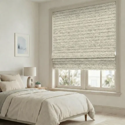 Bohemian-Knitted-Pattern-Green-Gray-Roman-Shade | Curtain Avenue