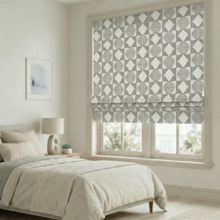 Carol-Abstract-Pattern-Ash-Gray-Roman-Shade | Curtain Avenue