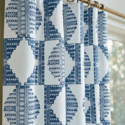 Carol-Abstract-Pattern-Blue-White-Close-up-Curtains | Curtain Avenue