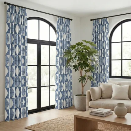 Carol-Abstract-Pattern-Blue-White-Curtains | Curtain Avenue