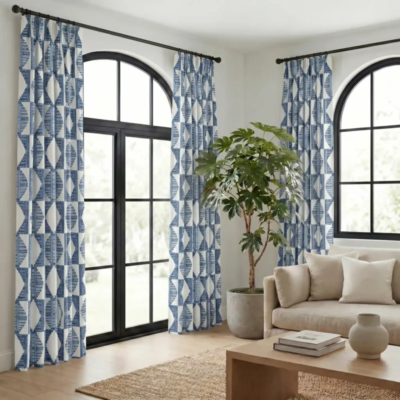 Carol-Abstract-Pattern-Blue-White-Curtains | Curtain Avenue