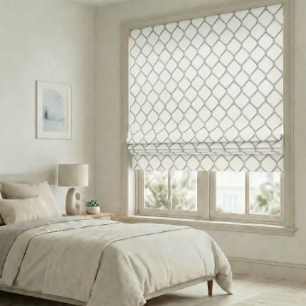Doris-Diamond-Pattern-Ash-Gray-Roman-Shade | Curtain Avenue