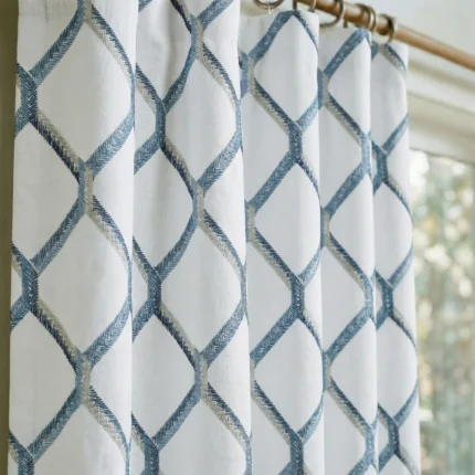 Doris-Diamond-Pattern-Blue-Close-up-Curtains | Curtain Avenue