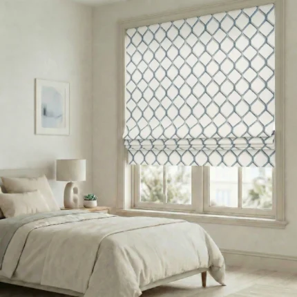 Doris-Diamond-Pattern-Blue-Roman-Shade | Curtain Avenue