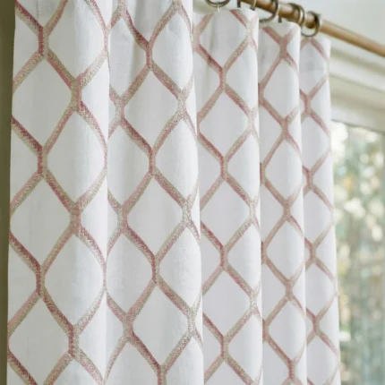 Doris-Diamond-Pattern-Blush-Close-up-Curtains | Curtain Avenue