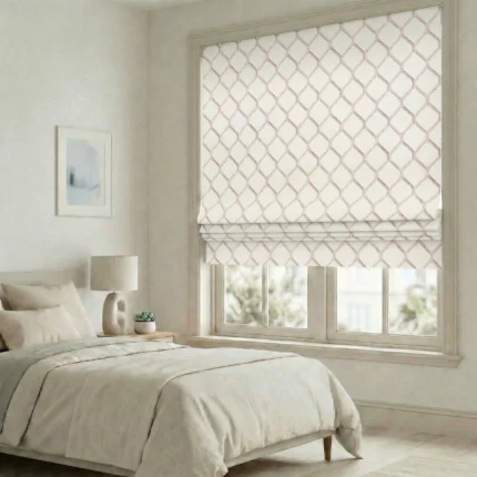 Doris-Diamond-Pattern-Blush-Roman-Shade | Curtain Avenue
