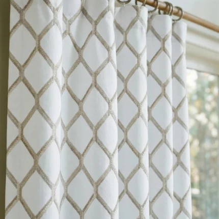 Doris-Diamond-Pattern-Ivory-Close-up-Curtains | Curtain Avenue