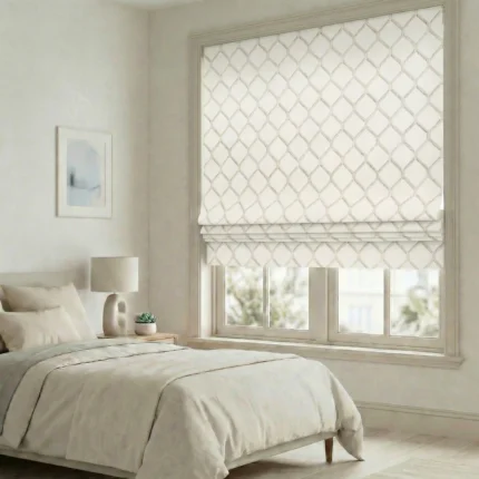 Doris-Diamond-Pattern-Ivory-Roman-Shade | Curtain Avenue