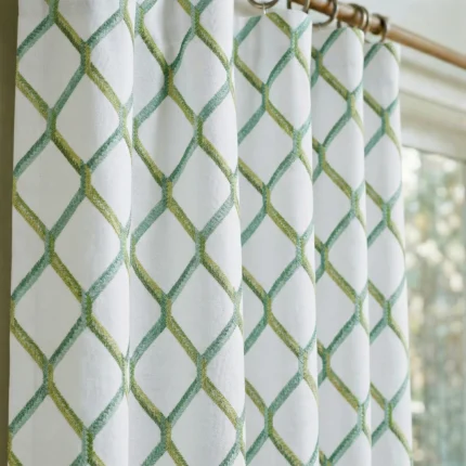 Doris-Diamond-Pattern-Lime-Close-up-Curtains | Curtain Avenue