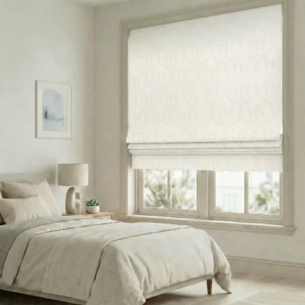 Roman Shades | Empire Damask Pattern Cream - Roman Shade | Curtain Avenue