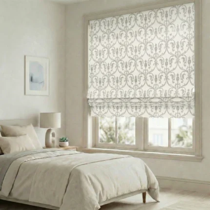 Empire-Damask-Pattern-Gray-Roman-Shade | Curtain Avenue