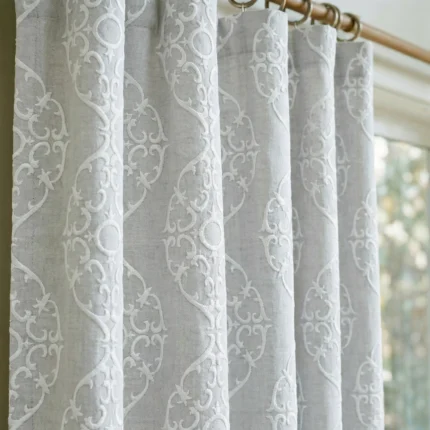 Hailey-Damask-Patterned-Natural-Close-up-Curtains | Curtain Avenue