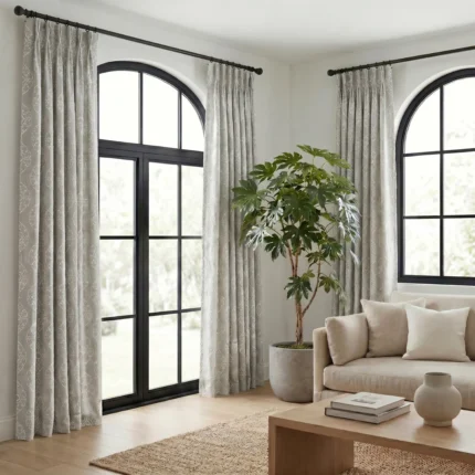 Hailey-Damask-Patterned-Taupe-Curtains | Curtain Avenue