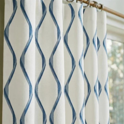 Lilian-Modern-Wave-Patterned-Navy-Close-up-Curtain | Curtain Avenue
