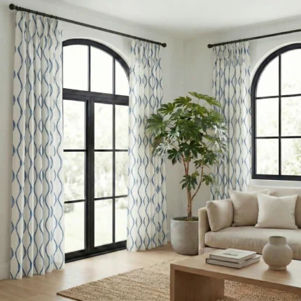 Lilian-Modern-Wave-Patterned-Navy-Curtains | Curtain Avenue