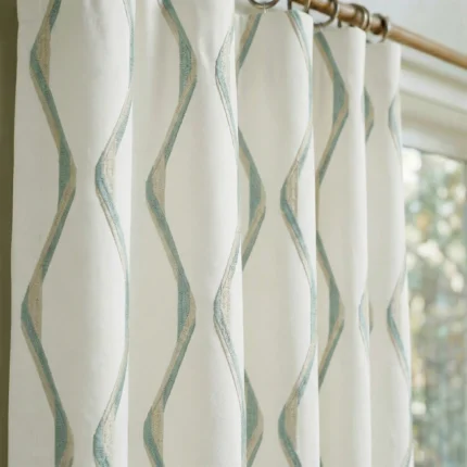 Lilian-Modern-Wave-Patterned-Spa-Blue-Close-up-Curtains | Curtain Avenue