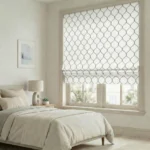 Lucy-Embroiderd-Trellis-Ash-Gray-Roman-Shade | Curtain Avenue
