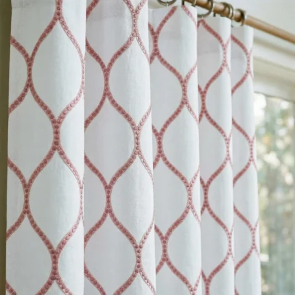 Lucy-Embroiderd-Trellis-Blush-Close-up-Curtains | Curtain Avenue