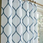 Lucy-Embroiderd-Trellis-Navy-White-Close-up-Curtains | Curtain Avenue