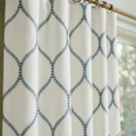 Lucy-Embroiderd-Trellis-Ocean-Blue-Close-up-Curtains | Curtain Avenue