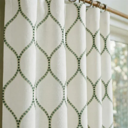 Lucy-Embroiderd-Trellis-Sage-Close-up-Curtains | Curtain Avenue