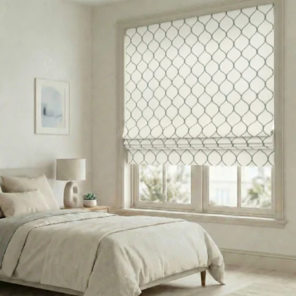 Lucy-Embroiderd-Trellis-Sage-Roman-Shade | Curtain Avenue