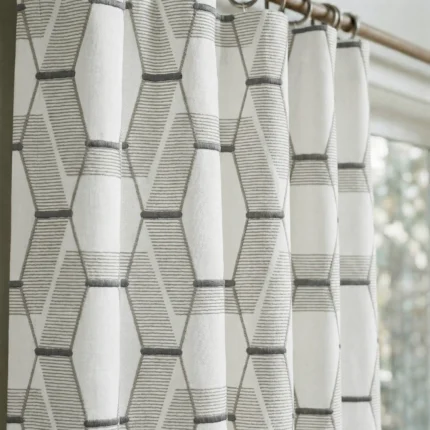 Maria-Honeycomb-Pattern-Charcoal-Close-up-Curtains | Curtain Avenue