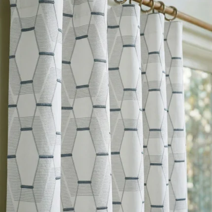 Maria-Honeycomb-Pattern-Mid-Blue-Close-up-Curtains | Curtain Avenue