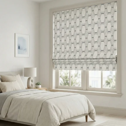 Maria-Honeycomb-Pattern-Mid-Blue-Roman-Shade | Curtain Avenue