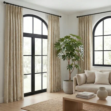 Ruby-Floral-Embroidered-Beige-Brown-Curtains | Curtain Avenue