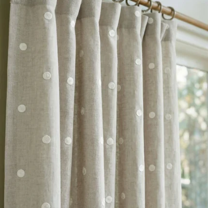 Sahara-Linen-Dots-Beige-Close-up-Curtain | Curtain Avenue