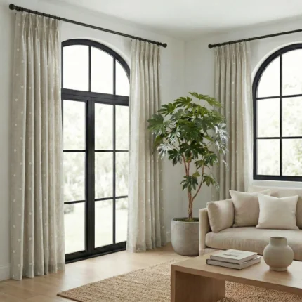 Sahara-Linen-Dots-Beige-Curtains | Curtain Avenue