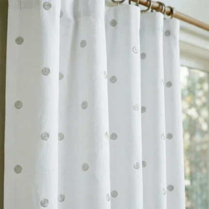 Sahara-Linen-Dots-White-Close-up-Curtain | Curtain Avenue