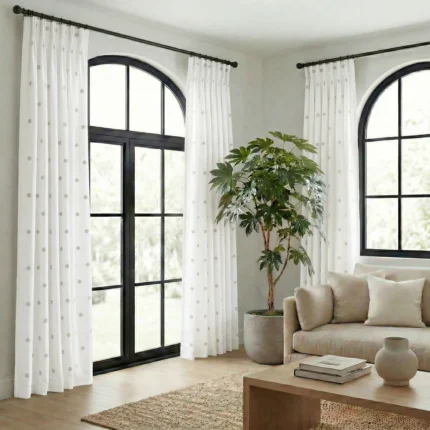 Sahara-Linen-Dots-White-Curtains | Curtain Avenue