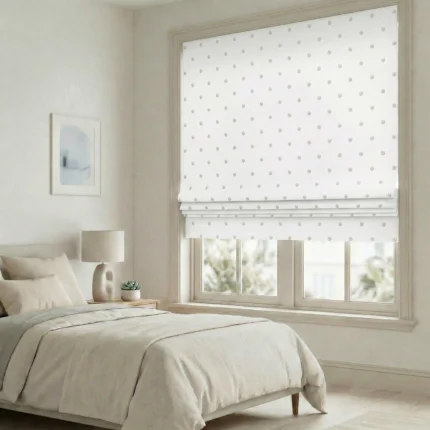 Sahara-Linen-Dots-White-Roman-Shade | Curtain Avenue