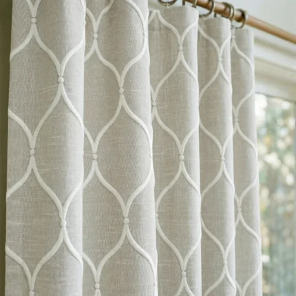 Sara-Classic-Lattice-Beige-Close-up-Curtains | Curtain Avenue