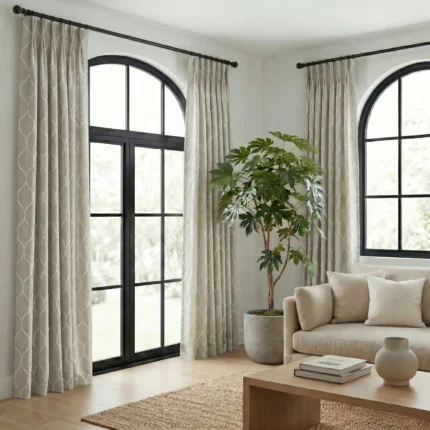 Sara-Classic-Lattice-Beige-Curtains | Curtain Avenue