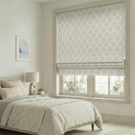 Sara-Classic-Lattice-Beige-Roman-Shade | Curtain Avenue