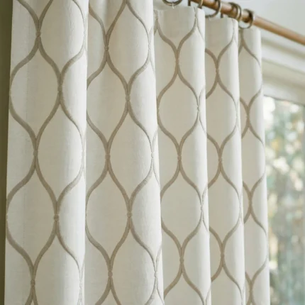 Sara-Classic-Lattice-Coral-Close-up-Curtains | Curtain Avenue